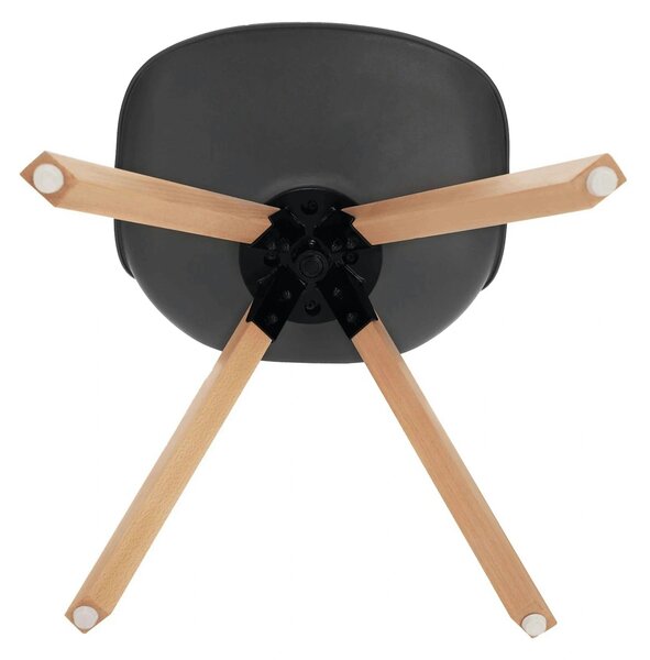 Scaun ETOSA, gri inchis/fag, piele ecologica/plastic/lemn, 48x58x83 cm