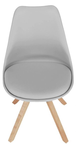 Scaun ETOSA, gri deschis/fag, piele ecologica/plastic/lemn, 48x58x83 c