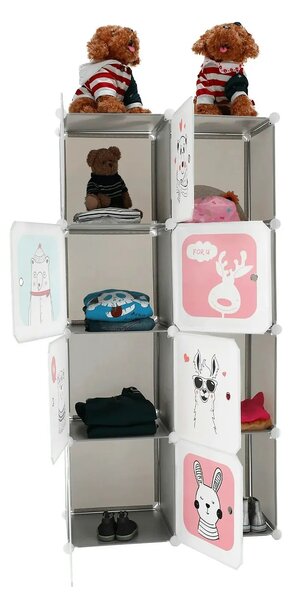 Dulap ATREY, gri, metal/plastic, cu 8 usi, 74x37x148 cm