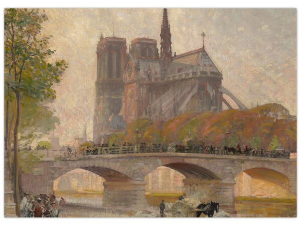 Tablou - Robert William Vonnoh, Notre Dame de Paris, reproducere (70x50 cm)