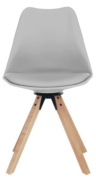 Scaun ETOSA, gri deschis/fag, piele ecologica/plastic/lemn, 48x58x83 c