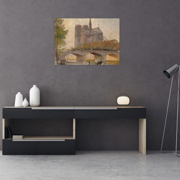 Tablou - Robert William Vonnoh, Notre Dame de Paris, reproducere (70x50 cm)