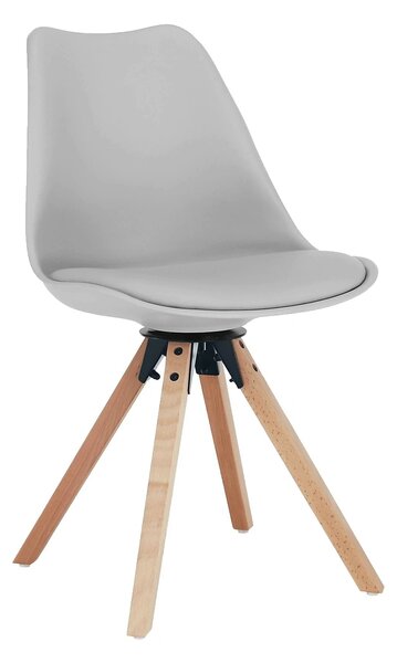 Scaun ETOSA, gri deschis/fag, piele ecologica/plastic/lemn, 48x58x83 c