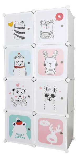Dulap ATREY, gri, metal/plastic, cu 8 usi, 74x37x148 cm
