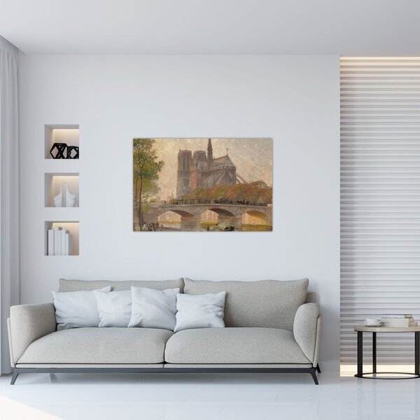 Tablou - Robert William Vonnoh, Notre Dame de Paris, reproducere (90x60 cm)