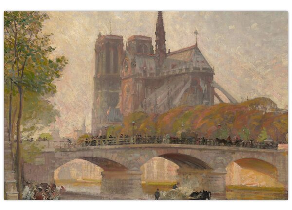 Tablou - Robert William Vonnoh, Notre Dame de Paris, reproducere (90x60 cm)