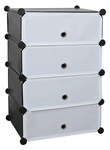 Pantofar PORET, negru/alb, plastic/metal, 49x37x76 cm