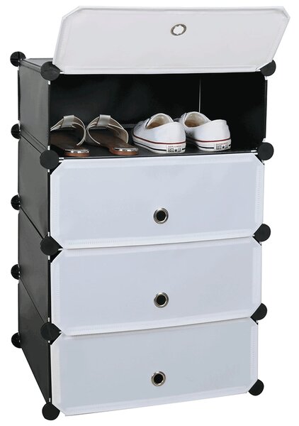 Pantofar PORET, negru/alb, plastic/metal, 49x37x76 cm