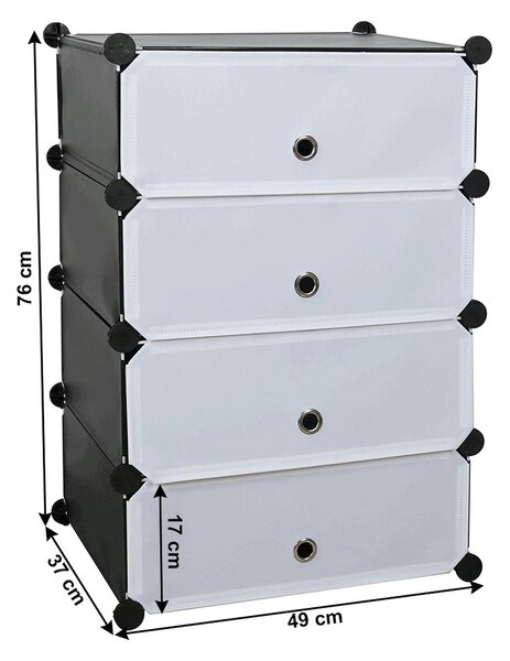 Pantofar PORET, negru/alb, plastic/metal, 49x37x76 cm