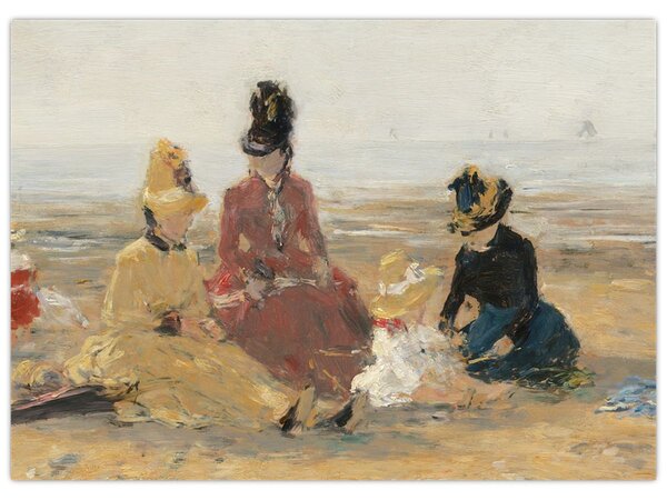 Tablou - Eugène Boudin, On the Beach, Trouville, reproducere (70x50 cm)