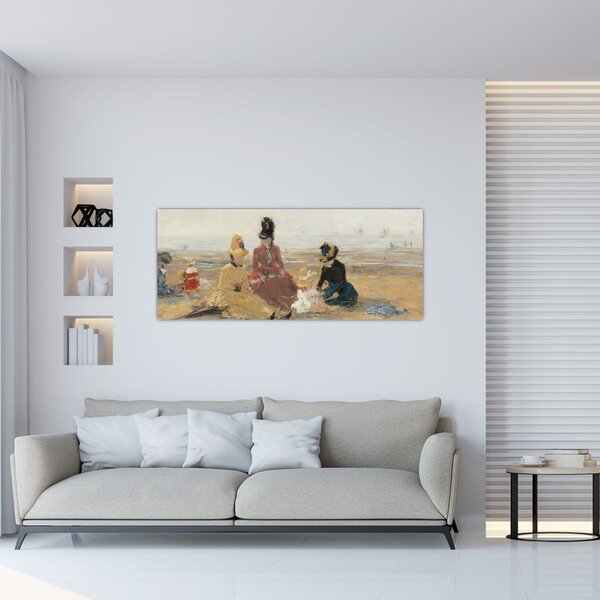 Tablou - Eugène Boudin, On the Beach, Trouville, reproducere (120x50 cm)