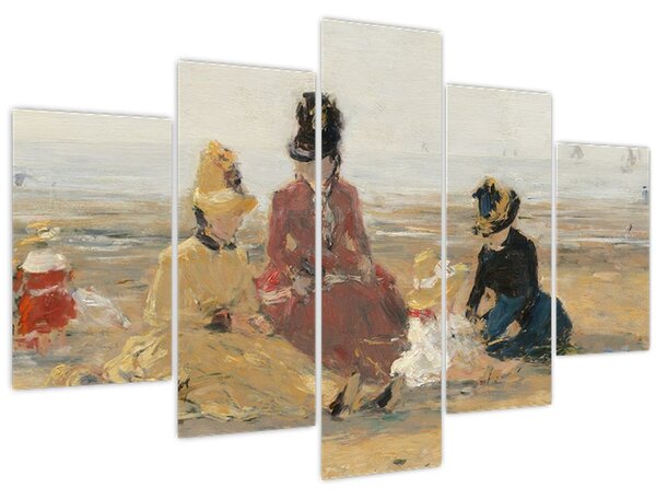 Tablou - Eugène Boudin, On the Beach, Trouville, reproducere (150x105 cm)