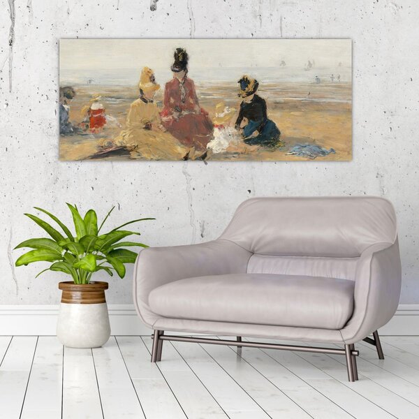 Tablou - Eugène Boudin, On the Beach, Trouville, reproducere (120x50 cm)
