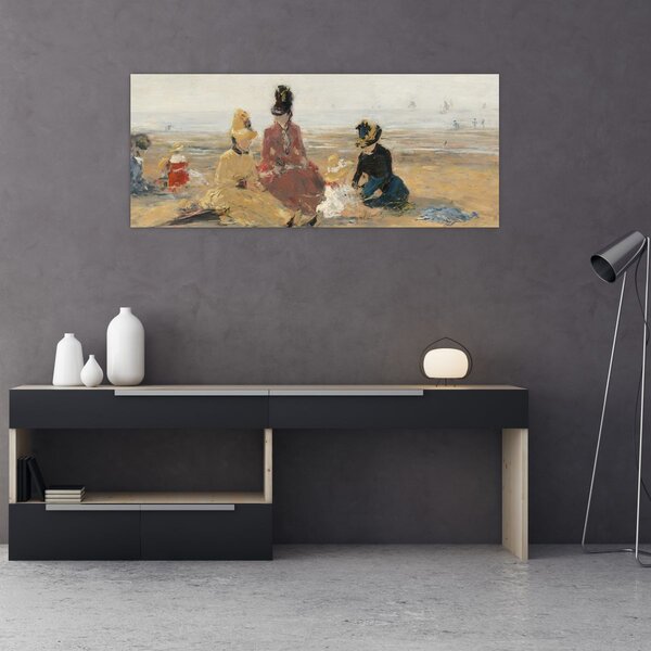 Tablou - Eugène Boudin, On the Beach, Trouville, reproducere (120x50 cm)