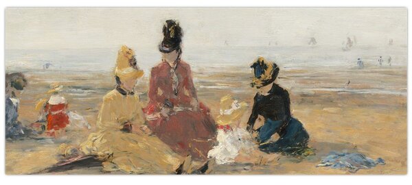 Tablou - Eugène Boudin, On the Beach, Trouville, reproducere (120x50 cm)