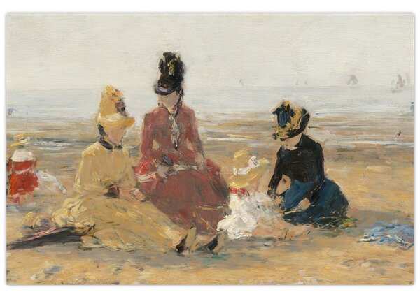 Tablou - Eugène Boudin, On the Beach, Trouville, reproducere (90x60 cm)