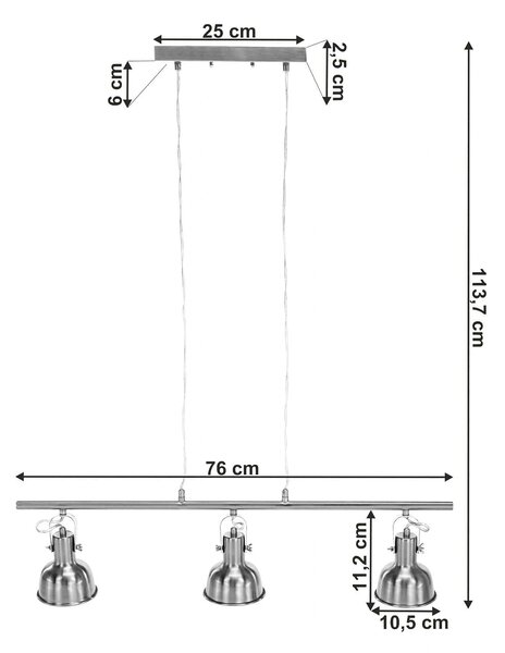 Lustra AVIER TIP 4, crom, metal, 76x11x114 cm