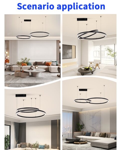 Lustră LED dimabilă Immax NEO 07216L FINO 93W/230V 60/80 cm negru Tuya + telecomandă