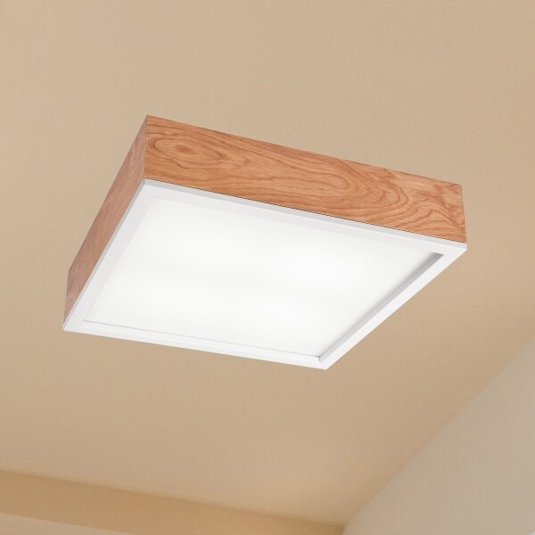 Plafonieră OAK SQUARE 4xE27/15W/230V 39x39 cm stejar/alb