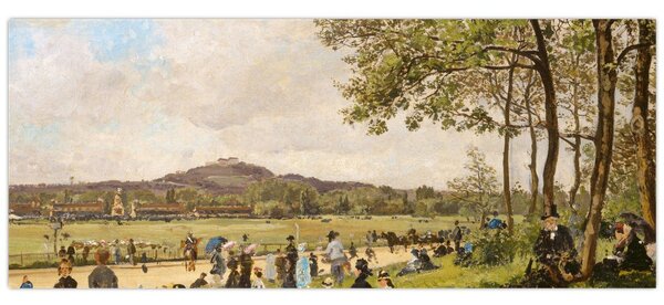 Tablou - French 19th Century, Race Course at Longchamps, reproducere (120x50 cm)