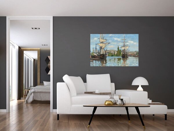 Tablou - Claude Monet, Ships Riding on the Seine at Rouen, reproducere (90x60 cm)