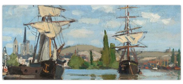 Tablou - Claude Monet, Ships Riding on the Seine at Rouen, reproducere (120x50 cm)