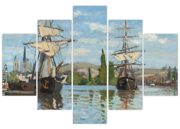 Tablou - Claude Monet, Ships Riding on the Seine at Rouen, reproducere (150x105 cm)