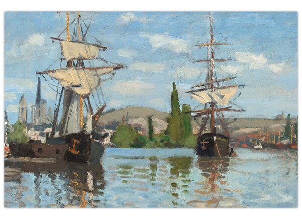 Tablou - Claude Monet, Ships Riding on the Seine at Rouen, reproducere (90x60 cm)