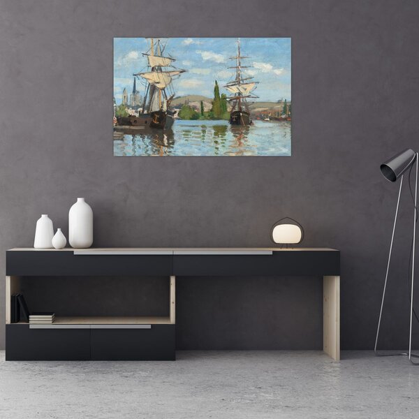 Tablou - Claude Monet, Ships Riding on the Seine at Rouen, reproducere (90x60 cm)