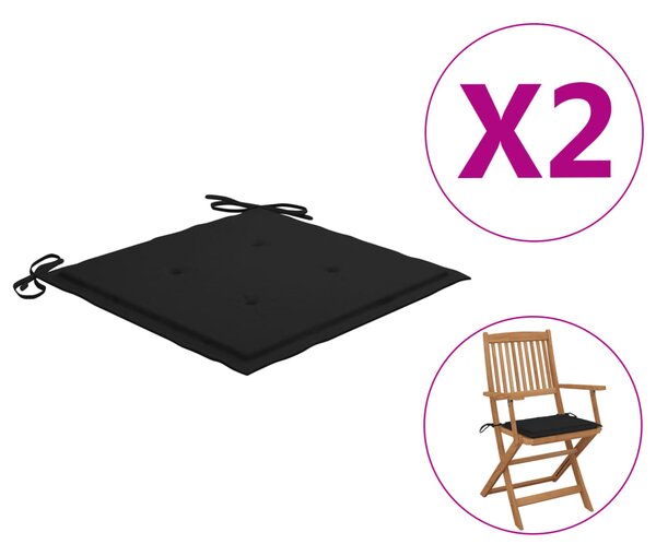 Perne scaun de grădină, 2 buc., negru, 40x40x3 cm, textil