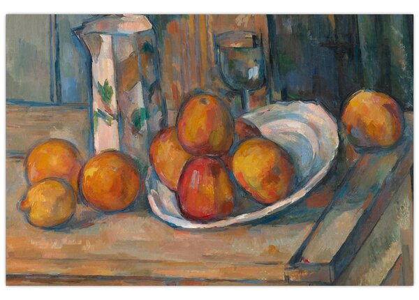Tablou - Paul Cézanne, Still Life with Milk Jug and Fruit, reproducere (90x60 cm)