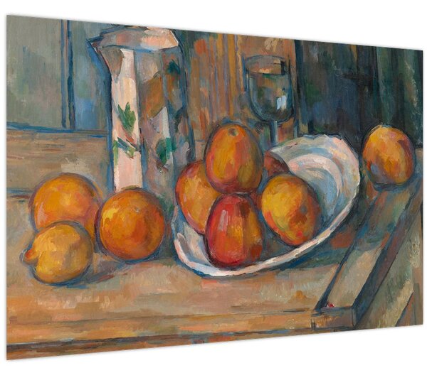 Tablou - Paul Cézanne, Still Life with Milk Jug and Fruit, reproducere (90x60 cm)