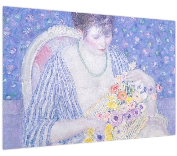 Tablou - Frederick Carl Frieseke, The Basket of Flowers, reproducere (90x60 cm)