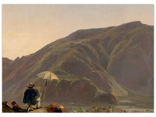 Tablou - Jules Coignet, View of Bozen with a Painter, reproducere (70x50 cm)