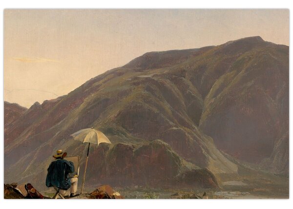 Tablou - Jules Coignet, View of Bozen with a Painter, reproducere (90x60 cm)
