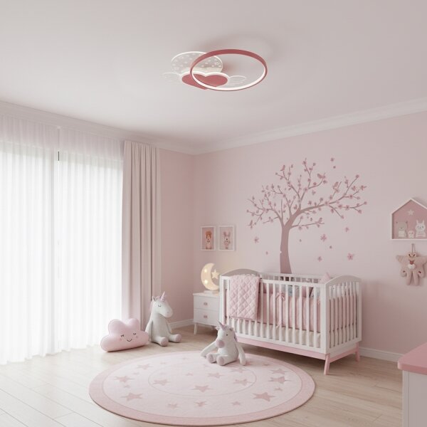 Brilagi - Plafonieră LED pentru copii LOVE, 48W, 230V, 3000/4500/6000K, roz