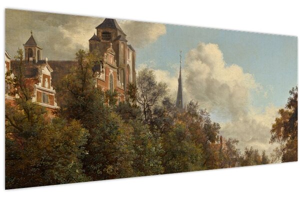 Tablou - Jan van der Heyden, View Down a Dutch Canal, reproducere (120x50 cm)