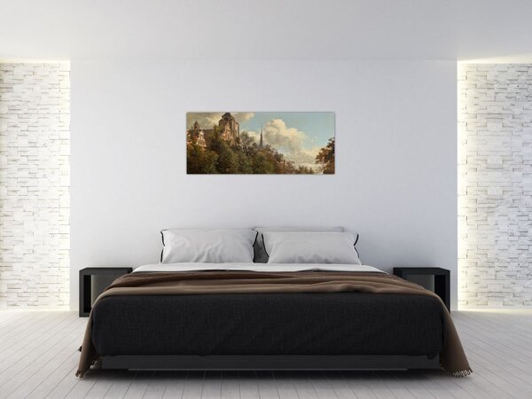 Tablou - Jan van der Heyden, View Down a Dutch Canal, reproducere (120x50 cm)