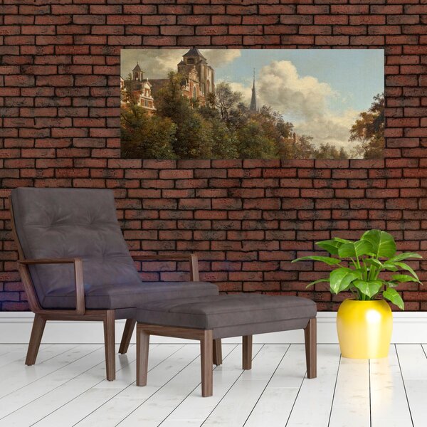 Tablou - Jan van der Heyden, View Down a Dutch Canal, reproducere (120x50 cm)