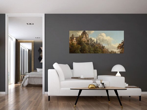 Tablou - Jan van der Heyden, View Down a Dutch Canal, reproducere (120x50 cm)