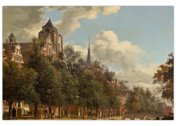 Tablou - Jan van der Heyden, View Down a Dutch Canal, reproducere (90x60 cm)