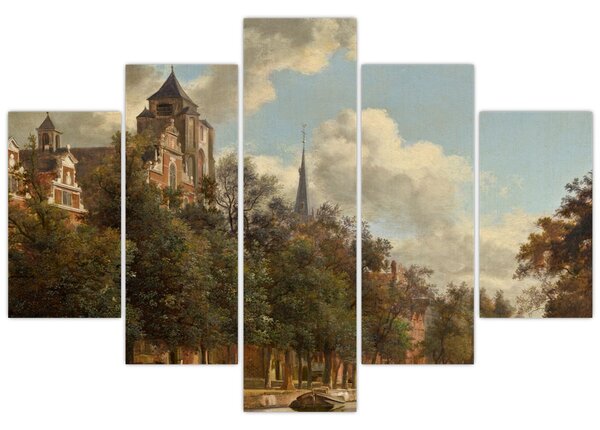 Tablou - Jan van der Heyden, View Down a Dutch Canal, reproducere (150x105 cm)