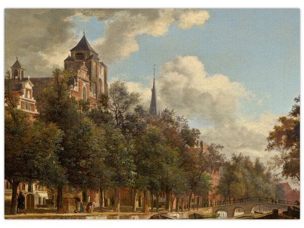 Tablou - Jan van der Heyden, View Down a Dutch Canal, reproducere (70x50 cm)