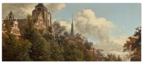 Tablou - Jan van der Heyden, View Down a Dutch Canal, reproducere (120x50 cm)