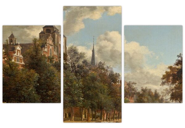 Tablou - Jan van der Heyden, View Down a Dutch Canal, reproducere (90x60 cm)