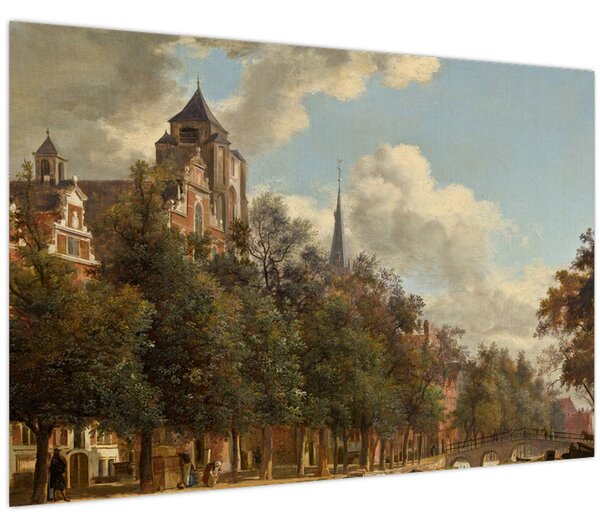 Tablou - Jan van der Heyden, View Down a Dutch Canal, reproducere (90x60 cm)