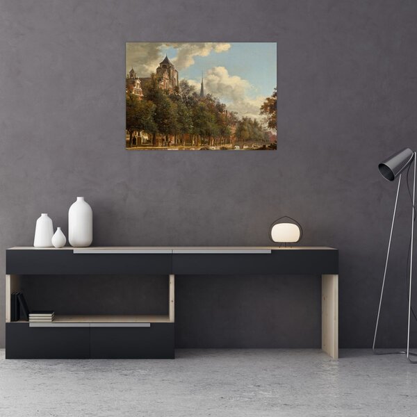 Tablou - Jan van der Heyden, View Down a Dutch Canal, reproducere (70x50 cm)