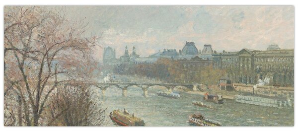 Tablou - Camille Pissarro, The Louvre, Afternoon, Rainy Weather, reproducere (120x50 cm)