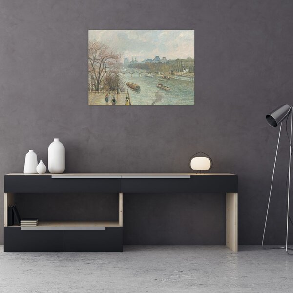 Tablou - Camille Pissarro, The Louvre, Afternoon, Rainy Weather, reproducere (70x50 cm)