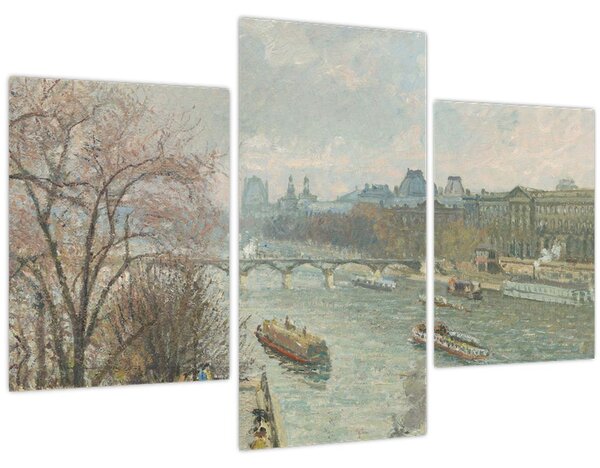 Tablou - Camille Pissarro, The Louvre, Afternoon, Rainy Weather, reproducere (90x60 cm)
